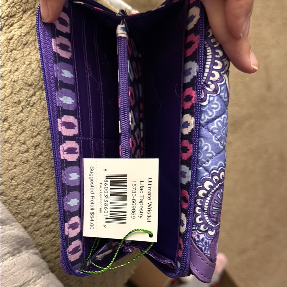 Vera Bradley Purple and Pink Wallet with Intricate Patterns - Picture 3 of 4